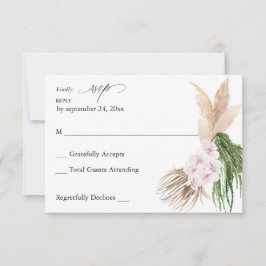 Groen Boho Tropisch Bloemendecor geen Eten RSVP Kaartje