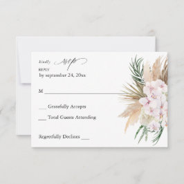 Groen Boho Tropisch Bloemendesign geen maaltijd RS RSVP Kaartje
