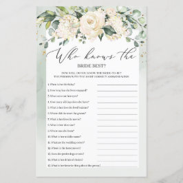 Groen Boho Wie Weet Wie De Bruid Het Beste Is Spel