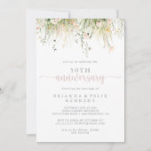 Groen Boho Wildflower 50ste bruiloft Jubileum Kaart (Voorkant)