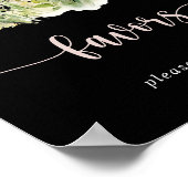 Groen Boho Wildflower Black Favors Sign Poster (Hoek)