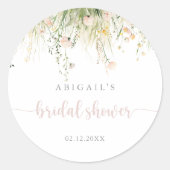 Groen Boho Wildflower Bruiloft Feest Favor  Ronde Sticker (Voorkant)