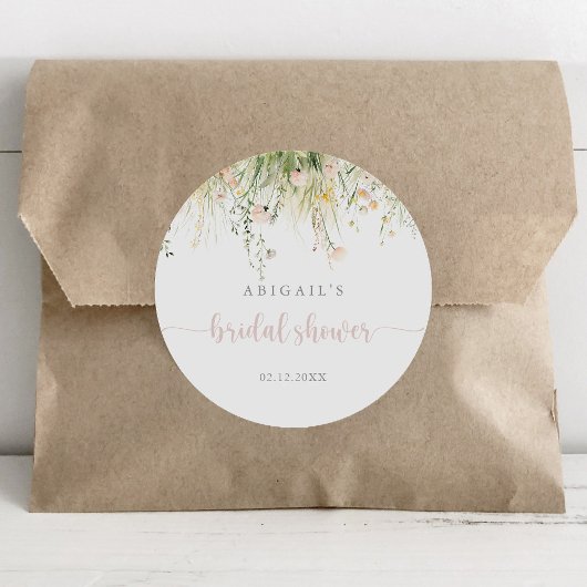Groen Boho Wildflower Bruiloft Feest Favor  Ronde Sticker