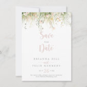 Groen Boho Wildflower bruiloft Save The Date (Voorkant)