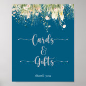 Groen Boho Wildflower Navy Kaarten en geschenken t Poster (Voorkant)