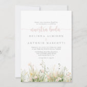 Groen Boho Wildflower Nuestra Boda bruiloft Kaart (Voorkant)
