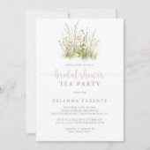 Groen Boho Wildflower Vrijgezellenfeest Tea Party Kaart (Voorkant)