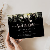 Groen Boho Wildflower Zwart Horizontale bruiloft Save The Date