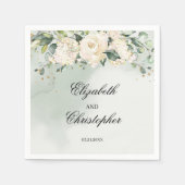 Groen Boho Wit Bloemen Bruiloft Servetten Goud (Voorkant)