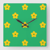 Groen Bold Y2K Wildflower Levendige Home Decor Vierkante Klok (Voorkant)