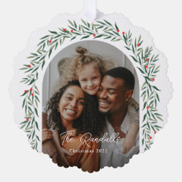 groen boog script foto kerstvakantie ornament kaart