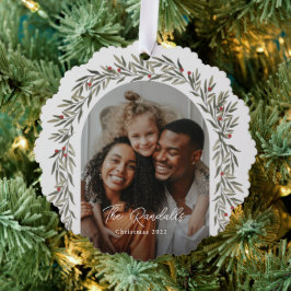 groen boog script foto kerstvakantie ornament kaart