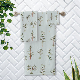 Groen Boom Bos Patroon Bad Handdoek