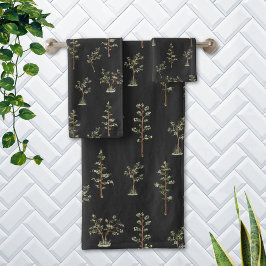 Groen Boom Bos Patroon Bad Handdoek