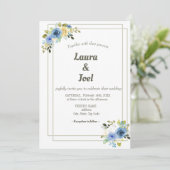 Groen Bordered geometric Bloemen bruiloft Kaart (Staand voorkant)