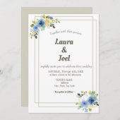 Groen Bordered geometric Bloemen bruiloft Kaart (Voorkant / Achterkant)