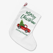 Groen Borstelscript  Rode Vrachtwagenboom Grote Kerstsok (Voorkant (Hangend))