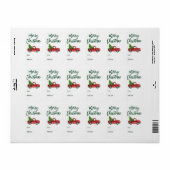 Groen Borstelscript  Truck Kerstcadeau Etiket (Full Sheet)