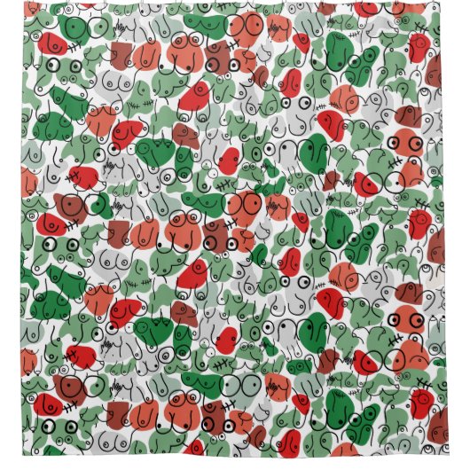 groen borstontwerp douchegordijn (Voorkant)