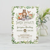 Groen bos Baby shower Uitnodigingsbos Kaart (Staand voorkant)