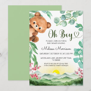 groen bos Beer wild cub baby boy shower Kaart