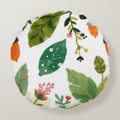 Groen bos blad cirkelvormige kussen. rond kussen (Achterkant)