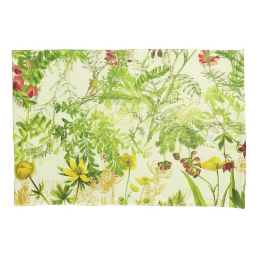  groen bos Botanische bladeren Wilde bloem Kussensloop (Voorkant)