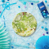 groen bos Botanische bladeren Wilde bloem Papieren Bordje (Feest)