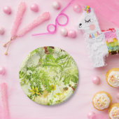 groen bos Botanische bladeren Wilde bloem Papieren Bordje (Feest)