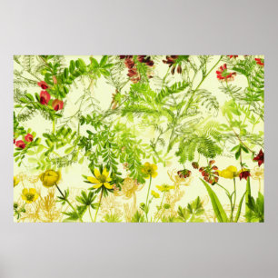  groen bos Botanische bladeren Wilde bloem Poster