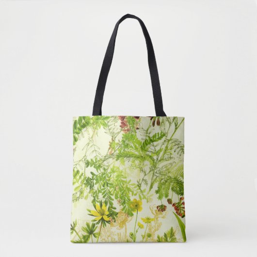  groen bos Botanische bladeren Wilde bloem Tote Bag (Voorkant)