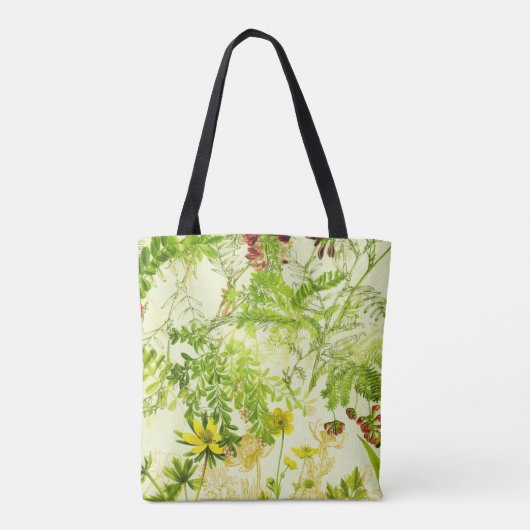  groen bos Botanische bladeren Wilde bloem Tote Bag (Achterkant)