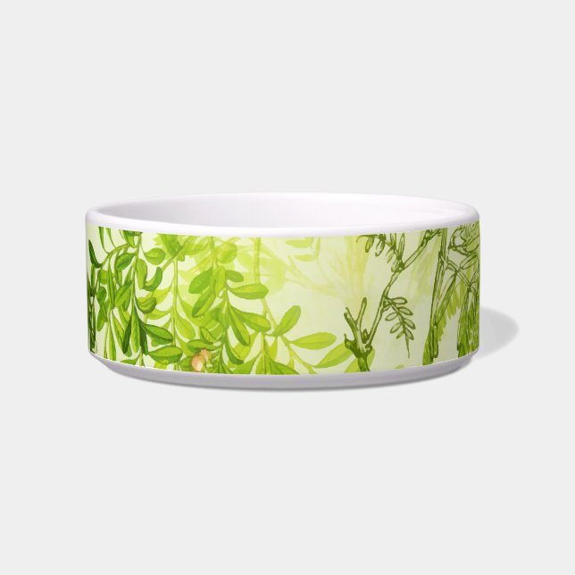  groen bos Botanische bladeren Wilde bloem Voerbakje (Voorkant)