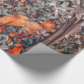 GROEN, BOS DIEREN FAZANT, Rode vos Bloemen Cadeaupapier (Hoek)