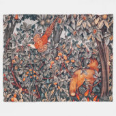 GROEN, BOS DIEREN FAZANT, Rode vos Bloemen Fleece Deken (Voorkant (Horizontaal))