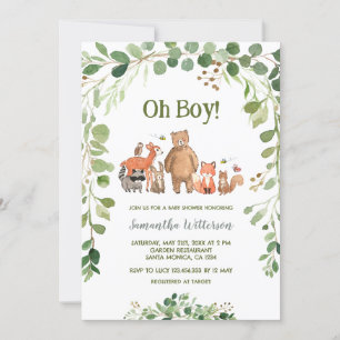 Groen Bos Dieren Jongen Baby shower Kaart