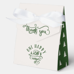 Groen bos Een gelukkige camper 1e verjaardag Bedankdoosjes