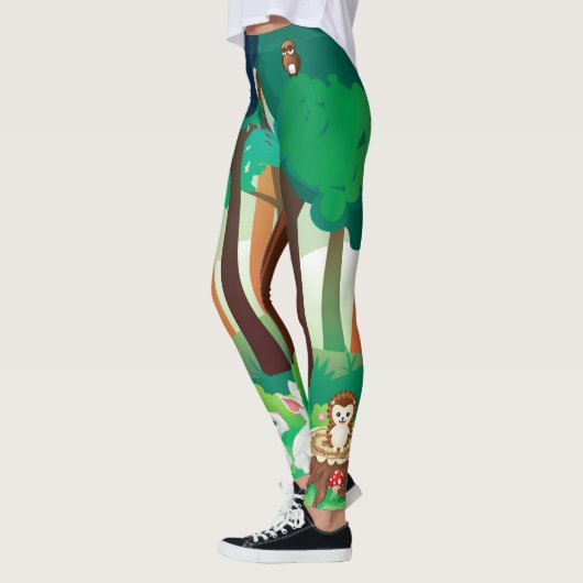 Groen bos en schattige dieren leggings (Links)