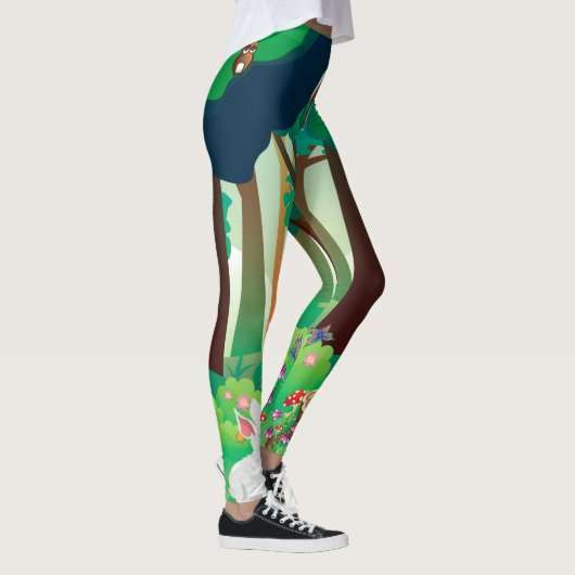 Groen bos en schattige dieren leggings (Rechts)