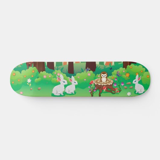 Groen bos en schattige dieren persoonlijk skateboard (Horizontaal)