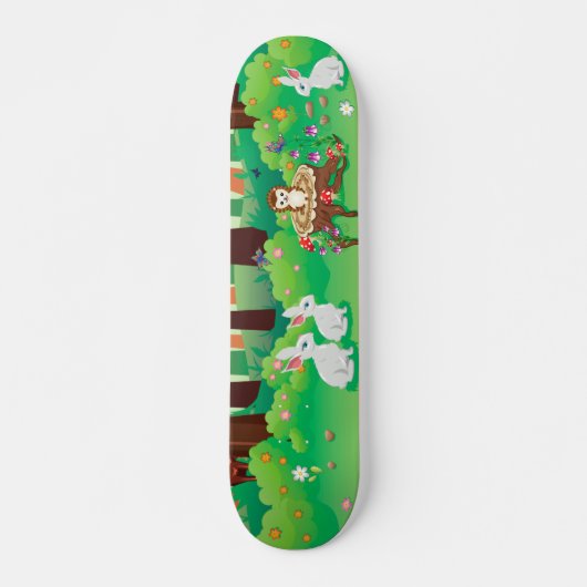 Groen bos en schattige dieren persoonlijk skateboard (Voorkant)