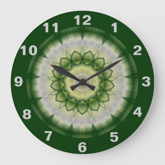 Groen bos Kaleidoscope Clock Grote Klok (Voorkant)