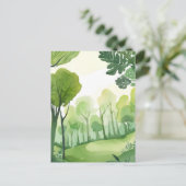 groen bos | luchtig Waterverf landschap Briefkaart (Staand voorkant)