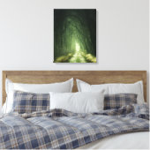 Groen bos met donkerbruin landschap canvas afdruk (Insitu (Slaapkamer))