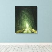 Groen bos met donkerbruin landschap canvas afdruk (Insitu (Houten vloer))