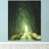 Groen bos met donkerbruin landschap canvas afdruk (Insitu (Houten vloer))
