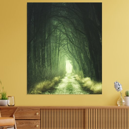 Groen bos met donkerbruin landschap canvas afdruk (Insitu (Woonkamer))