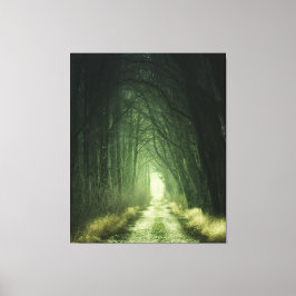 Groen bos met donkerbruin landschap canvas afdruk