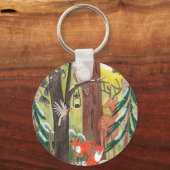 Groen bos met houtlanddieren sleutelhanger (Voorkant)