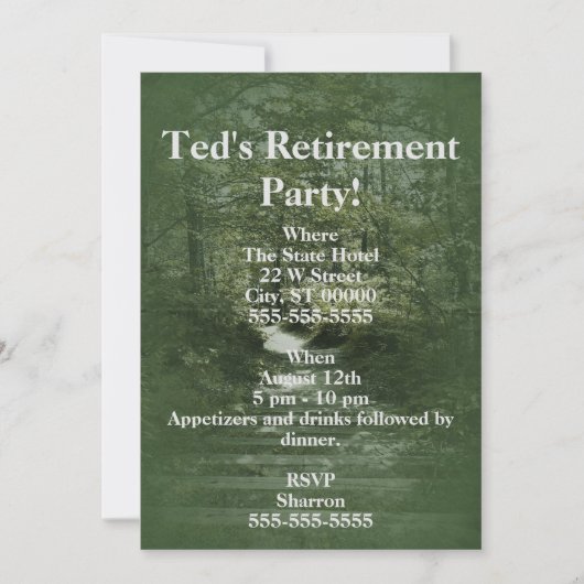 Groen bos met trapsgewijze treinpaduitnodiging kaart (Voorkant)